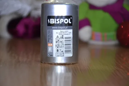 Свічка столова циліндр Bispol sw60/100 271 Срібний металік