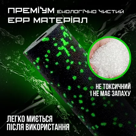 Масажний ролик (роллер) гладкий PowerPlay PP-4346 Mini EPP Foam Roller чорно/зелений 15x5,3 см