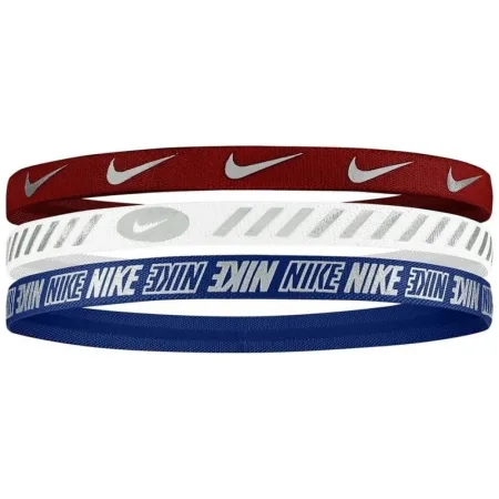 Nike Headbands, set of headbands of various widths 3 pcs METALLIC UNIVERSITY — white, red, blue — unisex, universal size N.100.4527.662.OS (original)