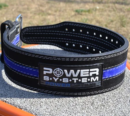 Пояс для пауерліфтингу Power System PS-3800 PowerLifting шкіряний Black/Blue Line - XXL