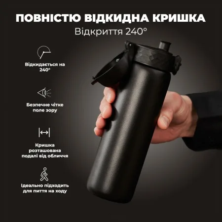 Пляшка для води металева вакуумна ION8 500 мл. Vacuum Insulated Black