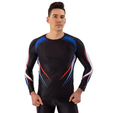 Компрессионный костюм мужской рашгард лонгслив и штаны Domino чёрный-белый-красный-синий TC210-KC210-6 - XXL