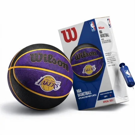 М'яч баскетбольний у подарунковій коробці + насос Wilson NBA TEAM TIEDYE BSKT LA LAKERS size 7 WZ4007803 XP Оригінал