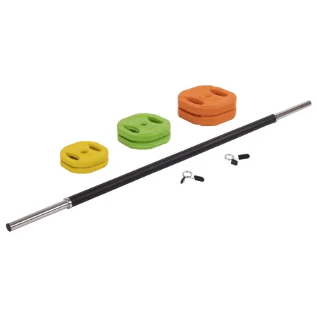 Штанга для фітнесу (фітнес памп) MDbuddy довжина-1,3 м 25 мм 20 кг жовтий-зелений-помаранчевий