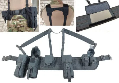 Розвантажувальний пояс тактичний РПС з комплектом підсумків 5 шт Palianytsia Advanced чорний