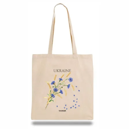 Екошопер BookOpt BK4020 Ukraine волошки і колоски бежевий