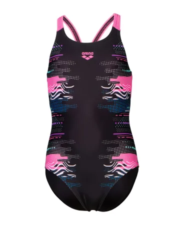 Arena RHYTHM SWIMSUIT V BACK L one-piece swimsuit girls black pink 116 cm