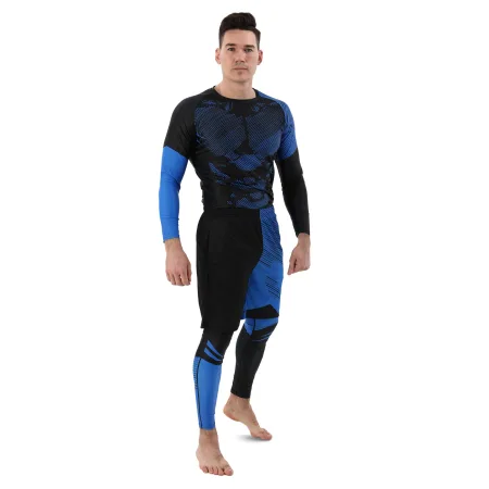 Костюм компресійний чоловічий рашгард лонгслів штани та шорти Domino чорний-синій TC210-KC210-3-CK210-4 - M