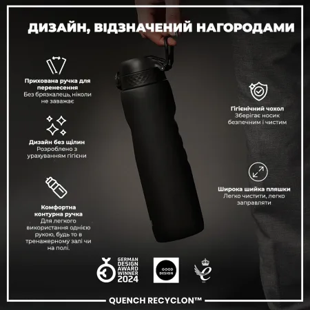 Пляшка для води ION8 1000 мл. (ЕКО пляшка) BPA Free, Black