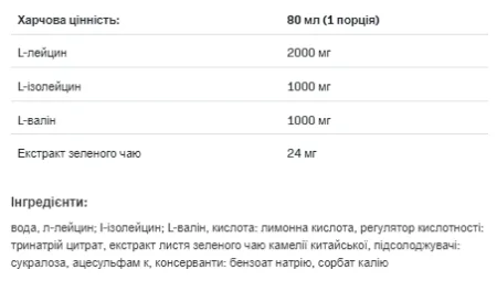 BCAA Shock Shot - 80 мл Зелений чай