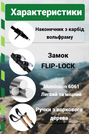 Трекінгові палиці PowerPlay 9110 Friluftsliv Black/White 80-135 см (пара) + 2-ві пари чобітків + чохол