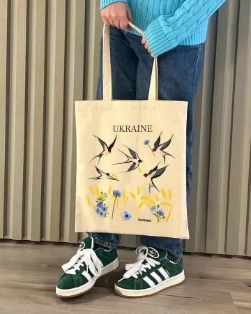 Екошопер на замку BookOpt BK4052 Ukraine (ластівки) бежевий