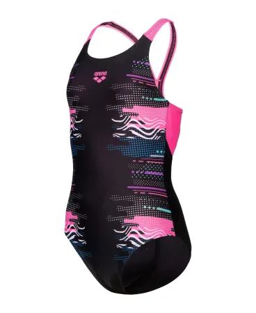 Arena RHYTHM SWIMSUIT V BACK L one-piece swimsuit girls black pink 116 cm