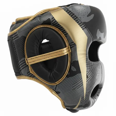 Шолом боксерський з повним захистом чорно-золотий ZHT-1 - L
