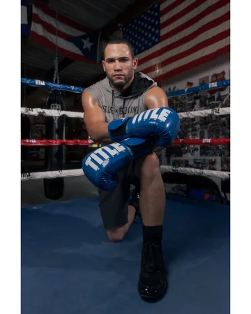 Боксерські рукавиці TITLE Boxing Inferno Intensity Elastic Blue/White / 16 унцій