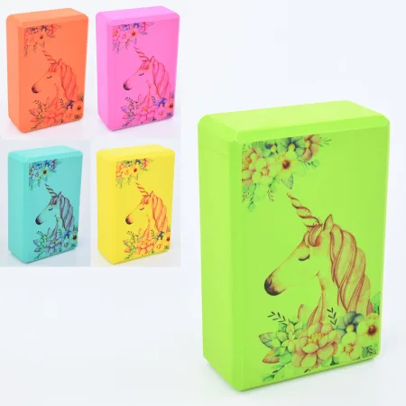 Блок для йоги з малюнком 120 г 23х15х7,5 см - помаранчевий