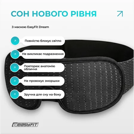 Маска для сну 3 D EasyFit Dream з ефектом пам’яті чорна