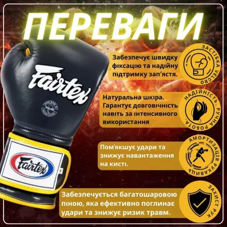 Боксерські рукавиці Fairtex BGV9 Mexican Blue/Yellow 16 унцій (бинти в комплекті)