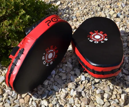 Лапи боксерські PowerPlay 3051 чорно червоні PU [пара]