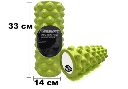 Масажний ролик EasyFit Grid Roller Extreme 33 см салатовий