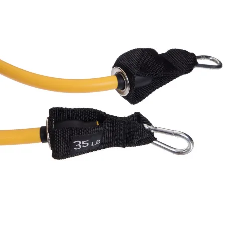 Еспандер трубчастий для фітнесу з карабіном 6х14х1200 мм навантаження 16 кг жовтий