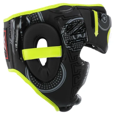 Шолом боксерський з повним захистом PVC TWN чорно-лимонний L