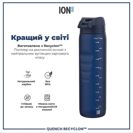 Пляшка для води ION8 1000 мл. (ЕКО пляшка) BPA Free, Navy
