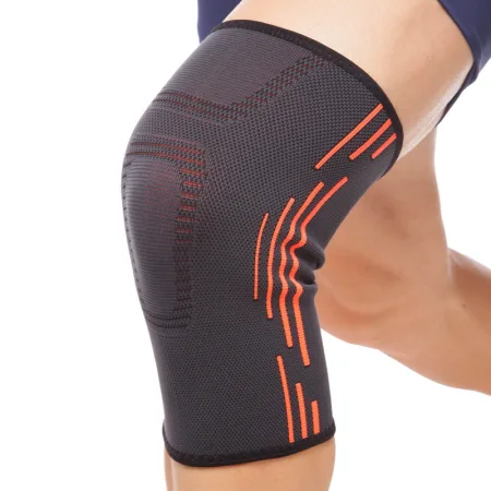 Наколінник бандаж еластичний 1 шт сіро-жовтогарячий M