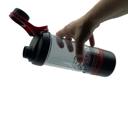 Шейкер спортивний з контейнером Casno 600 мл KXN-1199 з вінчиком Сірий/Червоний