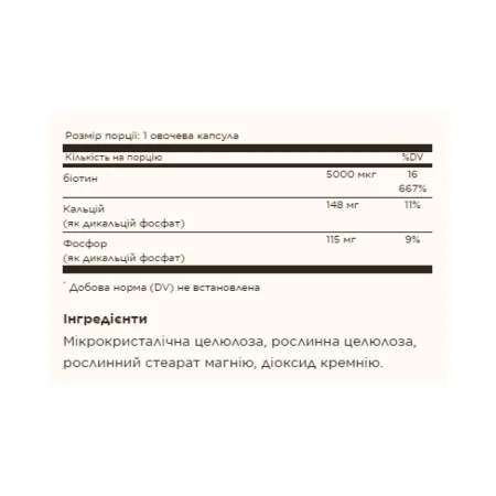 Biotin 5000 мкг - 50 капсул