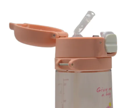 Пляшка для води CASNO - 690 мл KXN-1219 рожева свинка з соломинкою