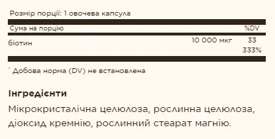 Biotin 10000 мкг - 60 капсул