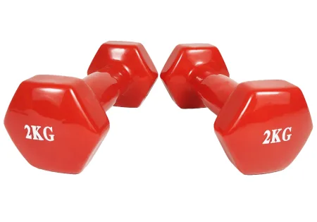Гантель для фітнесу 2 кг EasyFit із вініловим покриттям червона