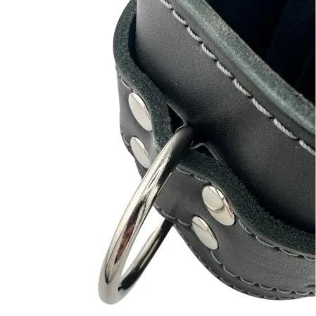 Манжет (ремінь) для силової тяги на гомілку та зап'ястя шкіряний 1 шт чорний