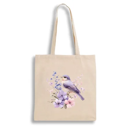 Екошопер BookOpt BK 4106 пташка на квітах бежевий