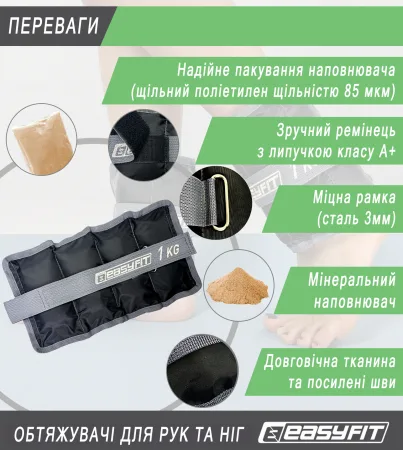 Обтяжувачі для ніг та рук EasyFit - 1 кг пара
