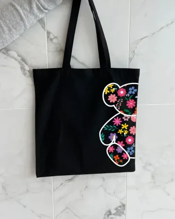 Екошопер BookOpt ВК4058 ведмедик (квіткові мрії) чорний