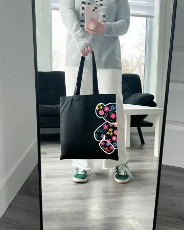 Екошопер BookOpt ВК4058 ведмедик (квіткові мрії) чорний