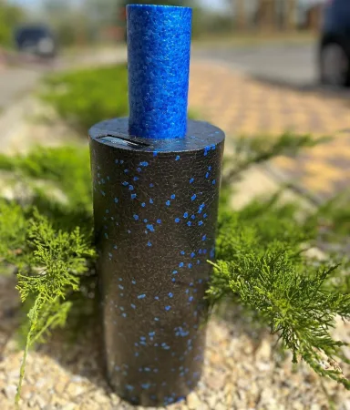 Масажний ролик (роллер) гладкий PowerPlay PP-4348 2 in 1 EPP Foam Roller чорно/синій 33x14 см