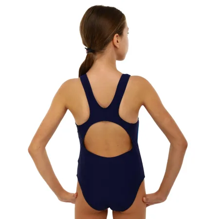 Купальник для плавания цельный детский 6-12 лет синьо-голубо-розовый 8