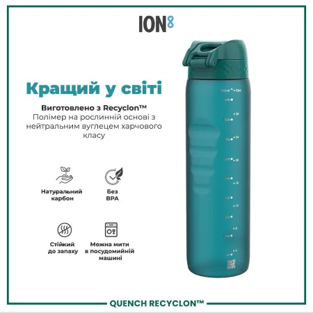 Пляшка для води ION8 1000 мл. (ЕКО пляшка) BPA Free, Aqua