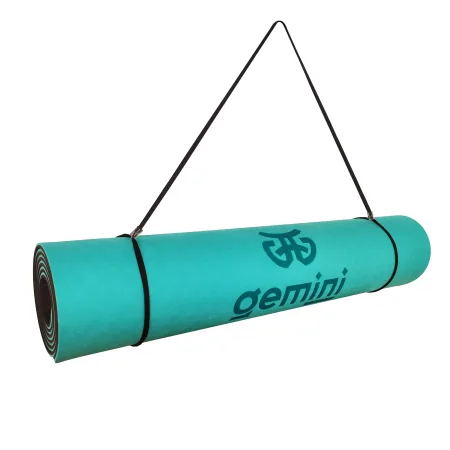 Килимок для фітнесу та йоги Sport TPE+TC 6 мм - м'ятно-чорний