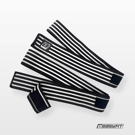 Бинт для присідань EasyFit фіксатор колінного суглоба (чорно-білий)