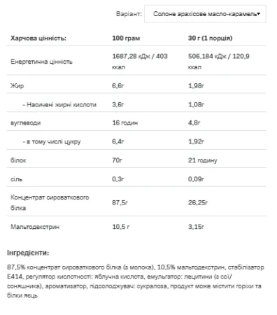 Whey Protein - 908 г карамель солоний арахіс