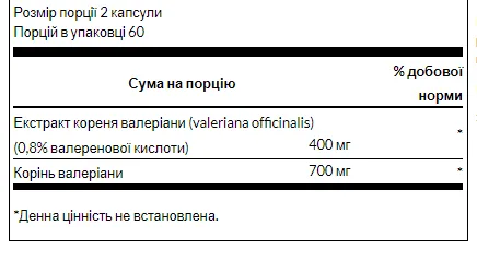 Valerian Root Extract 200 мг - 120 капсул