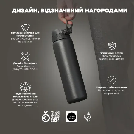Пляшка для води металева вакуумна ION8 920 мл. Vacuum Insulated, Grey