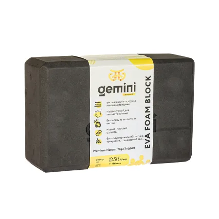 Блок для йоги 180 г 23х15х7,5 см - чорний