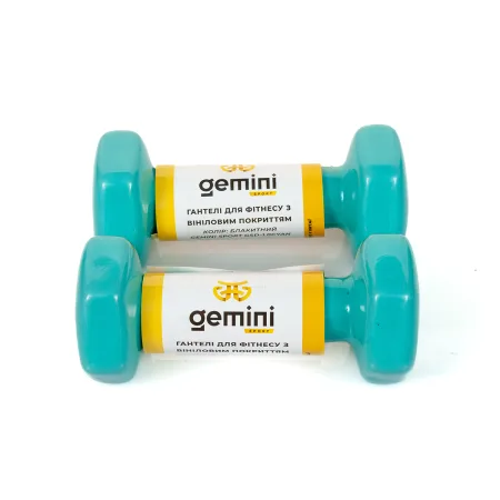 Гантелі Sport для фітнесу з вініловим покриттям 2 шт по 1,0 кг GSD-1.0CYAN