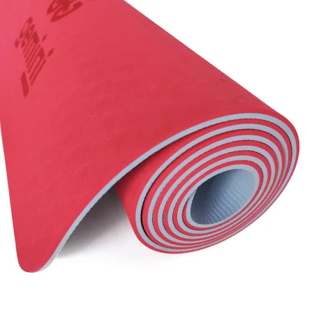 Fitness and Yoga Mat Sport TPE+TC 6 mm Red/Grey