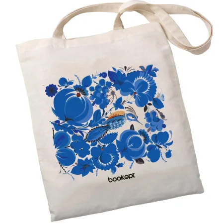 Екошопер BookOpt BK4001 петриківський розпис сині квіти бежевий